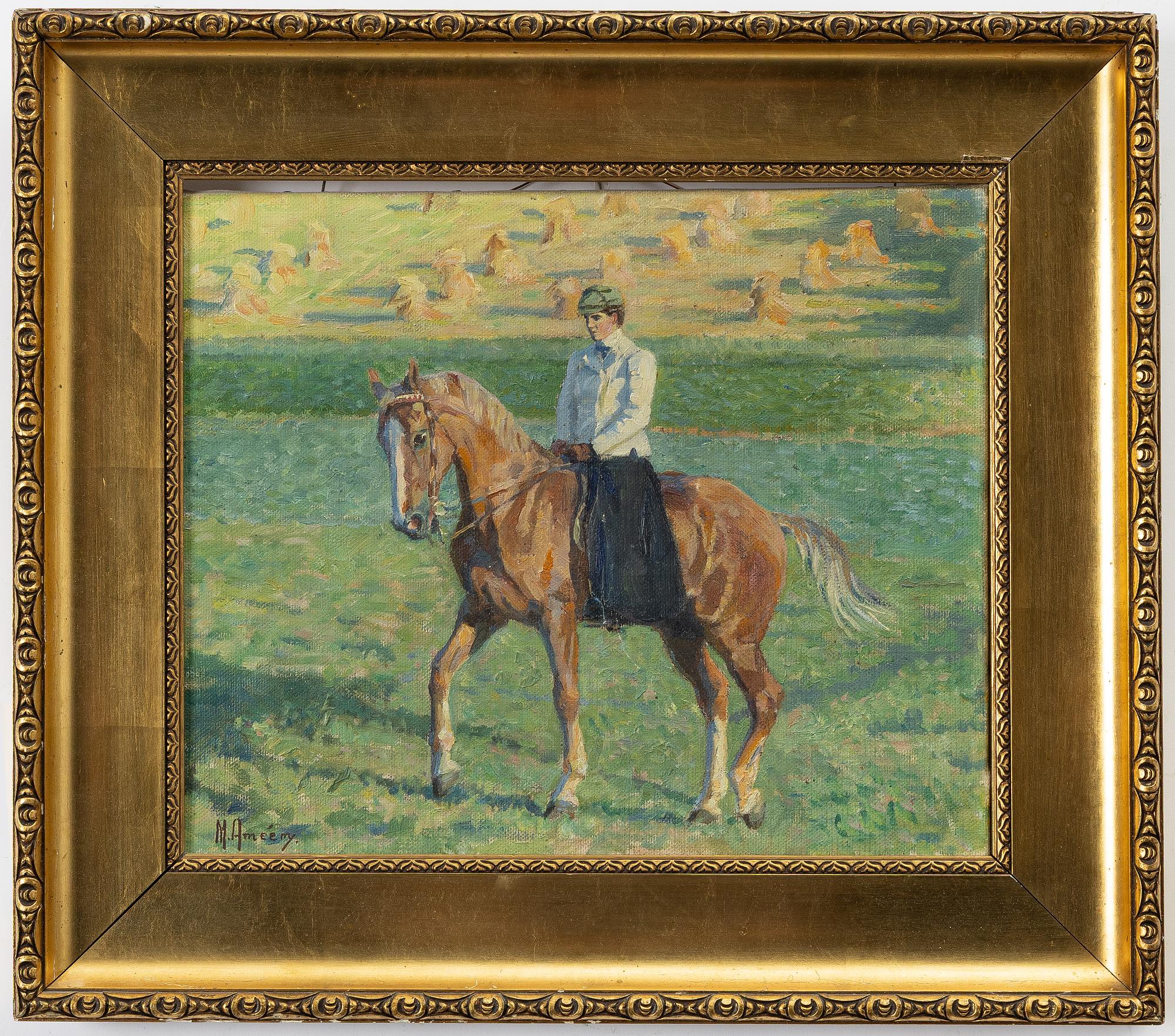 Märta Améen, Ida Leijonhufvud on horseback at Enskede gård.