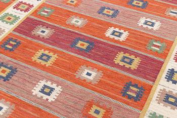 Märta Måås-Fjetterström, a carpet, 'Röd grön äng', flat weave, c. 345 x 251 cm, signed AB MMF.