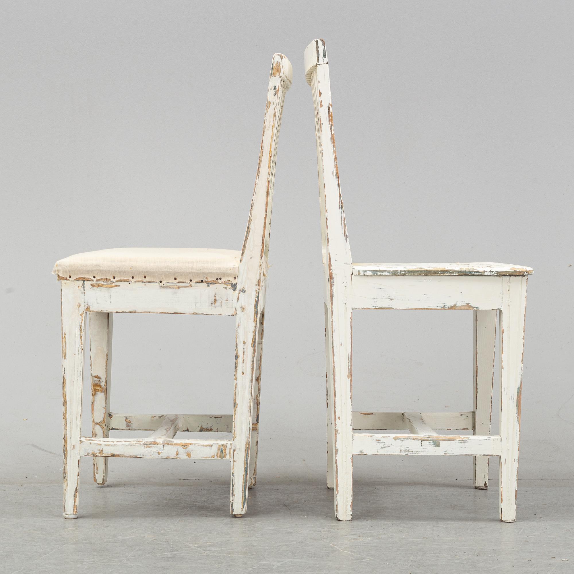 A set of eight painted chairs from the 19th Century.