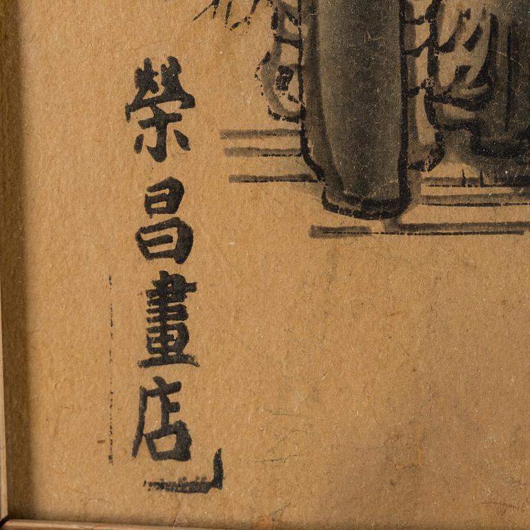 UNKNOWN ARTIST, coloured wood print, east asian.