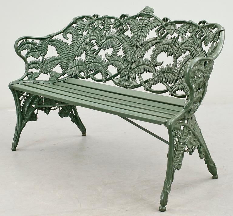 TRÄDGÅRDSBÄNK, gjutjärn samt trä, märkt Aggenberg Stockholm, Sverige, 1900-tal.