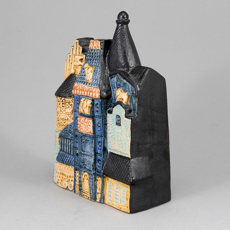 A Lisa Larson stoneware figure of a house, K-Studion, Gustavsberg.