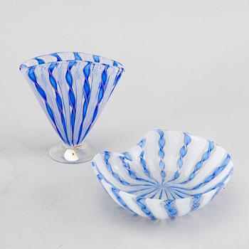 A vase and bowl Murano mid 1900s.