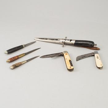 A COLLECTION OF SIX KNIVES, different models. 19th/20th century.