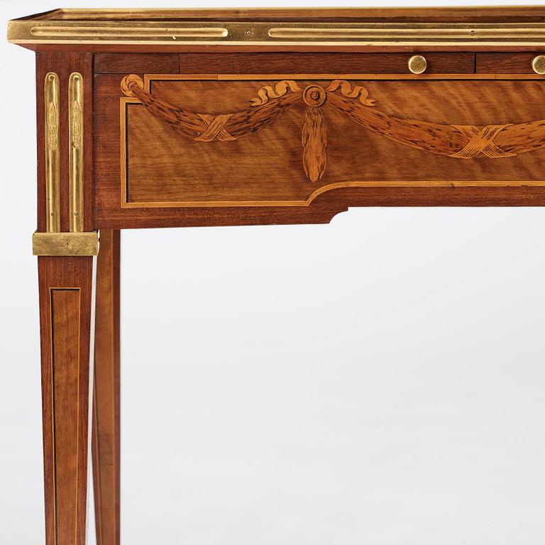 A Gustavian table by G Haupt (master in Stockholm 1770-1784), signed and dated 1781.