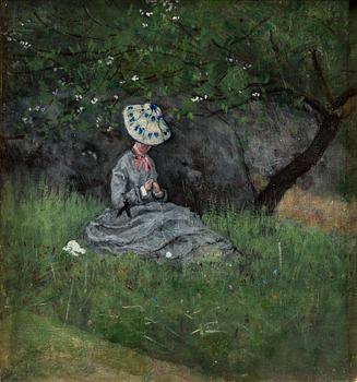 328. Axel Lindman, Woman in the meadow.