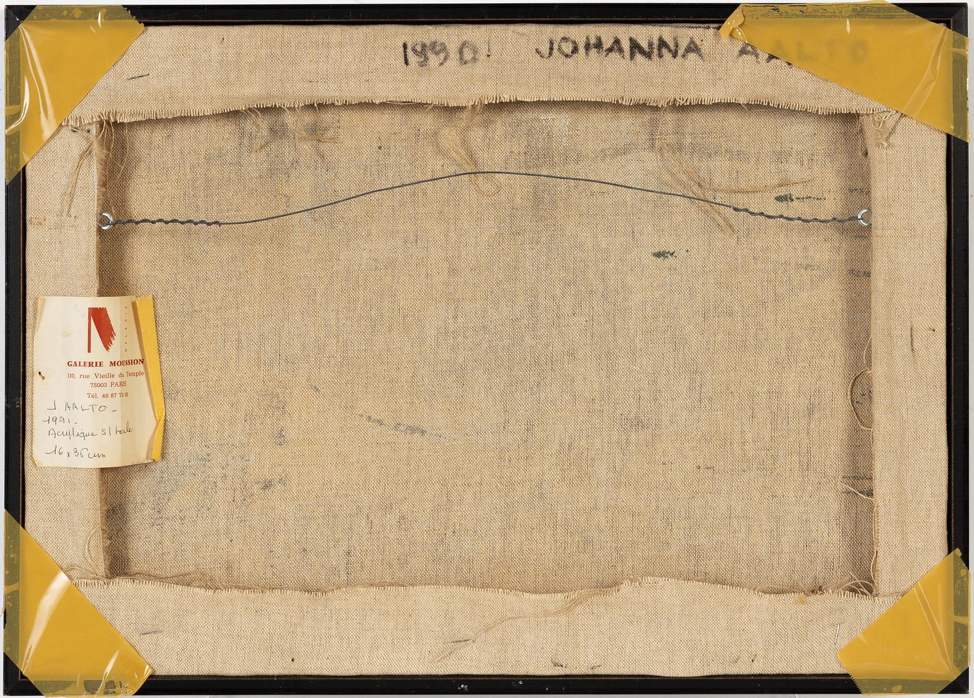 Johanna Aalto, acrylic on canvas, signed and dated 1990.