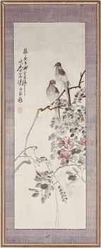 TAVLOR/SIDENBRODERIER, tre st, Kina, 1900 talets första hälft.