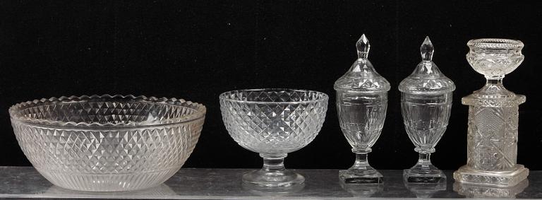 PARTI GLAS, 5 delar, empire resp empirestil, 1800-1900-tal.