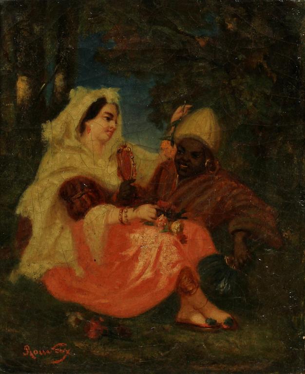 OKÄND KONSTNÄR, olja på duk. Bär sign. 1800-tal.