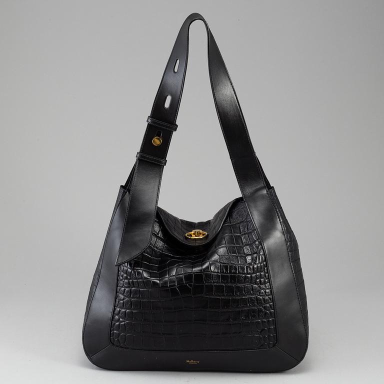 MULBERRY, a black leather 'Marloes' hobo bag.