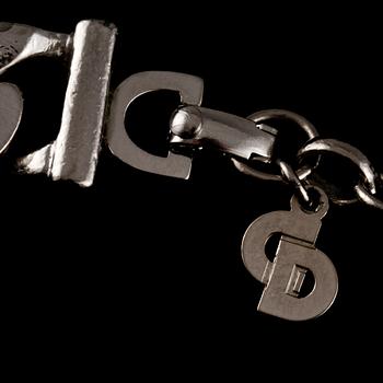 COLLIER, vitmetall med 5 fasettslipade pastestenar, Christian Dior.