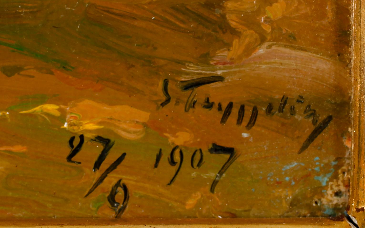 ERIK TRYGGELIN, olja på pannå, signerad och daterad 1907.