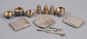 PARTI SILVER, 10 delar, bl a England och Finland, 1800/1900-tal.