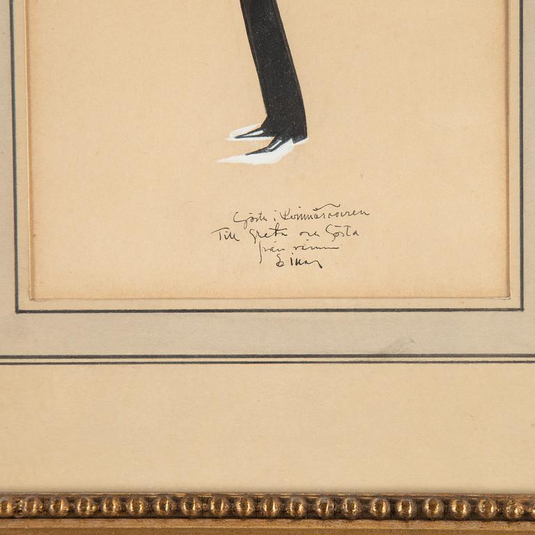 Einar Nerman, tusch med täckvitt, signerad.