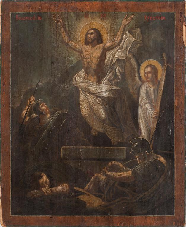 IKON, träpannå, Ryssland troligen 1800-tal.