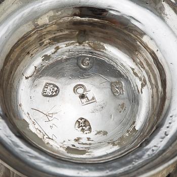 A silver jug by John Langlands, Newcastle, England, 1769.