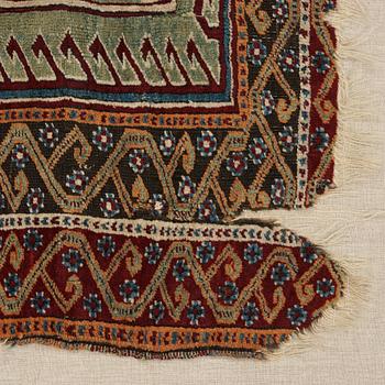 A CARPET FRAGMENT. An antique Central Anatolian Saff. 152,5 x 140,5 cm.