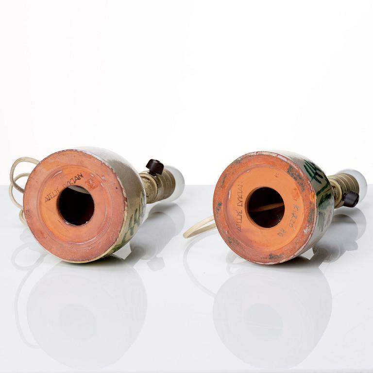 Hans Bergström, a pair of table lamps, ateljé Lyktan, Sweden 1930-40s.