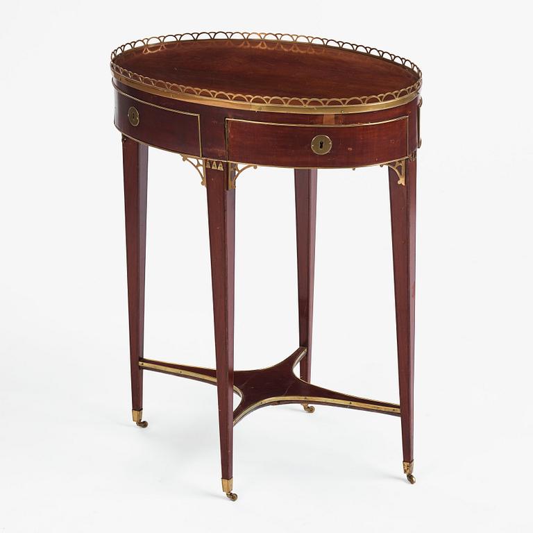 A Gustavian mahogany table, by C D Fick (1776-1806).