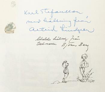 Astrid Lindgren, books, 2 pieces, signed by the author and illustrator Björn Berg.