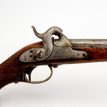 A Swedish rifled percussion pistol, 1850 pattern.