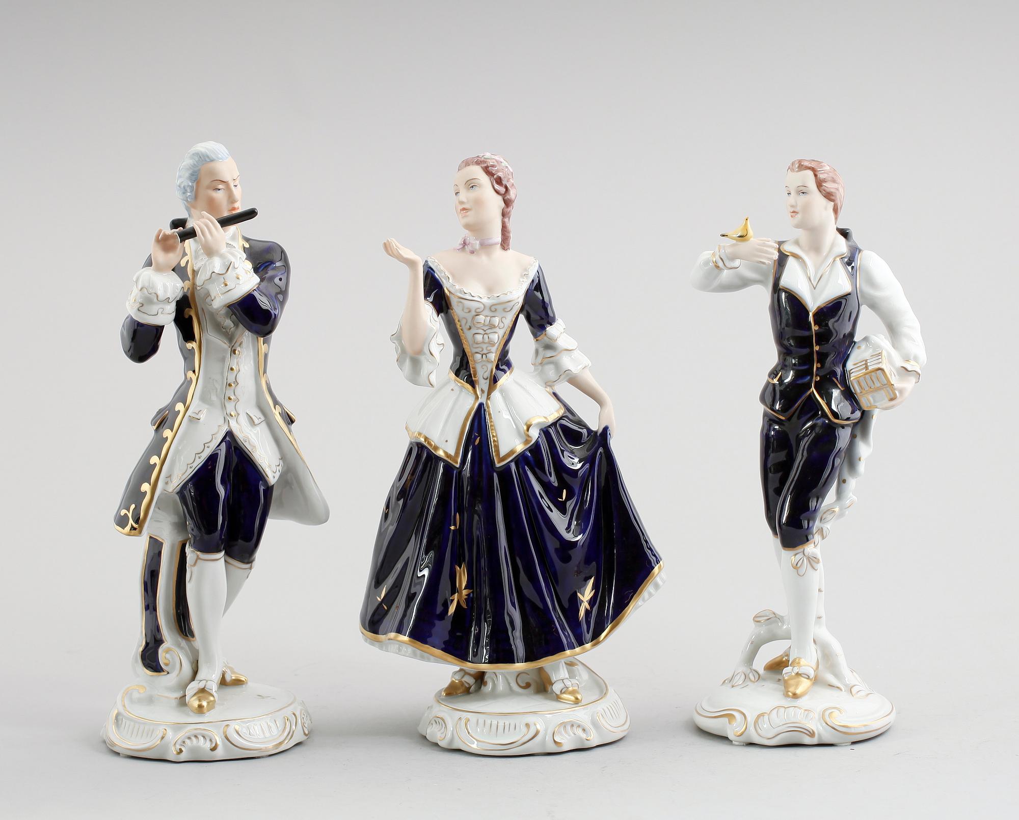 FIGURER, 3 st, porslin, Royal Dux, 1900-talets mitt.