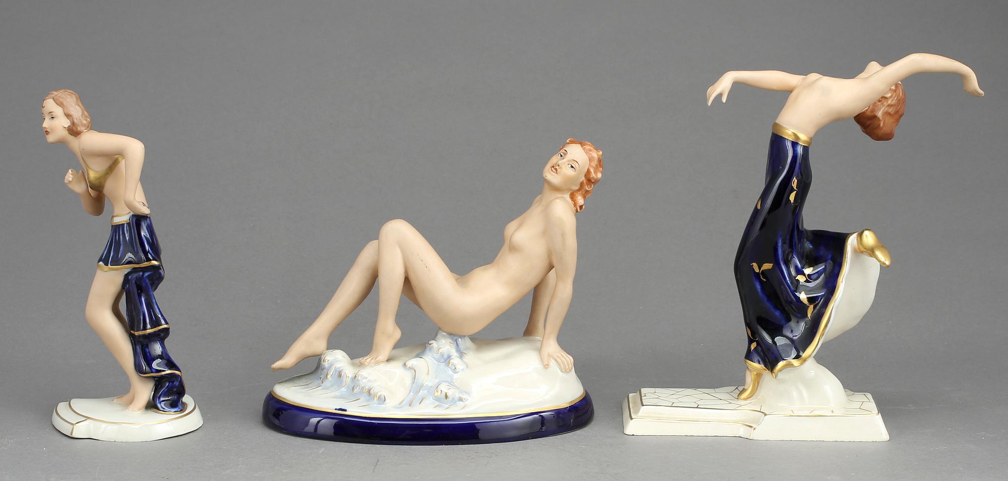 FIGURINER, 3st, porslin, Royal Dux, 1900-talets första hälft.