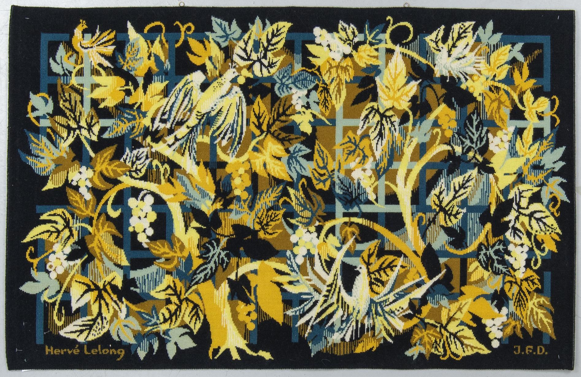 A wallhanging, machine-made, ca 99 x 157 cm, signed Hervé Lelong, J.F.D.