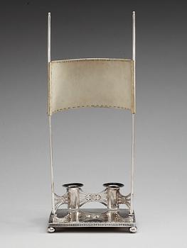A Swedish 19th century silver reading-lamp, makers mark of Nils Jacob Adamsson, Norrköping 1841.