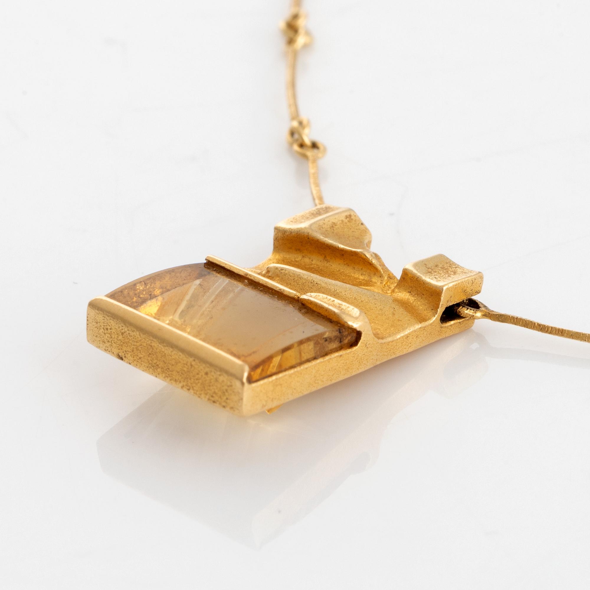 Björn Weckström, collier "Luxa", 18K gold and citrine. Lapponia.