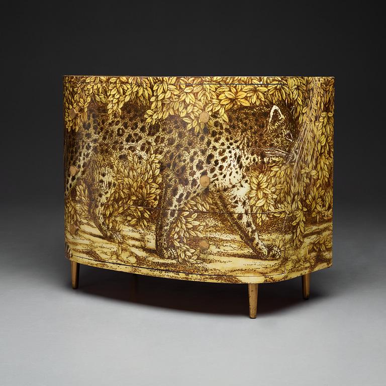 Piero Fornasetti, byrå, "Leopardo", Ateliers Fornasetti,  Milano, 1950-60-tal.