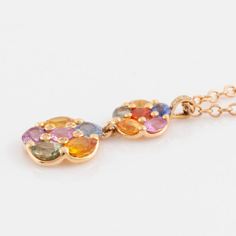 Patrik af Forselles, multi coloured sapphire and brilliant cut diamond necklace.