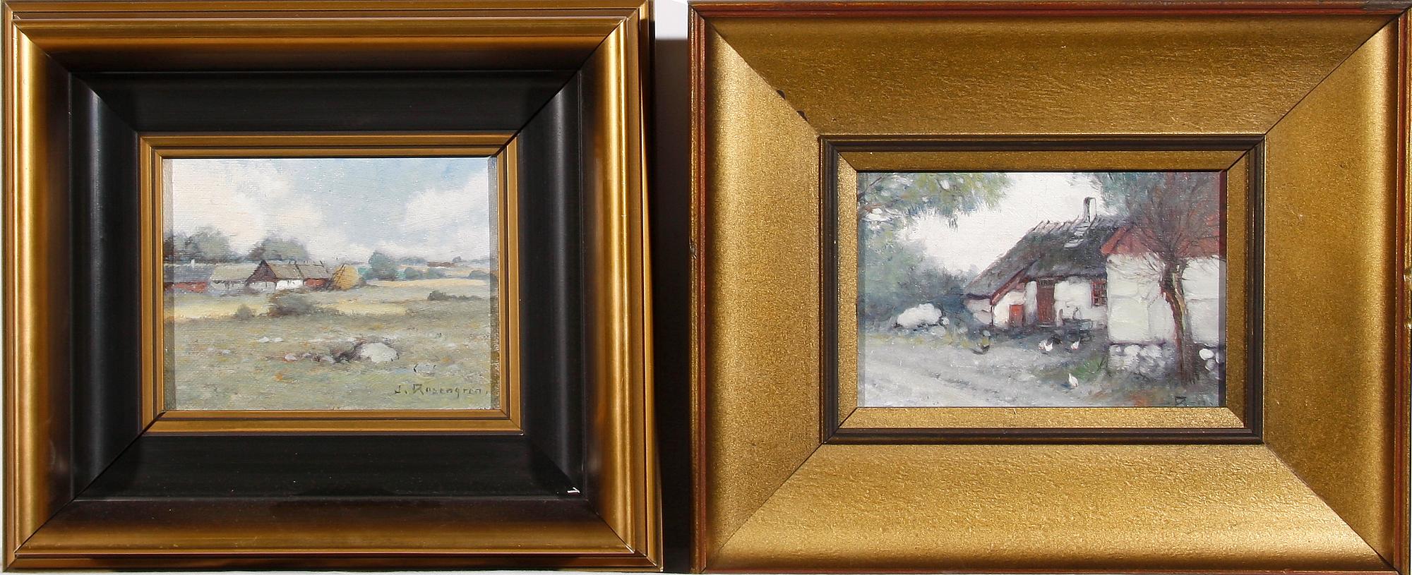 JEAN ROSENGREN, 2 st, olja på pannå, sign.