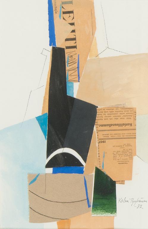 Kalevi Pyykönen, a set of three collages,  signed and dated -82.