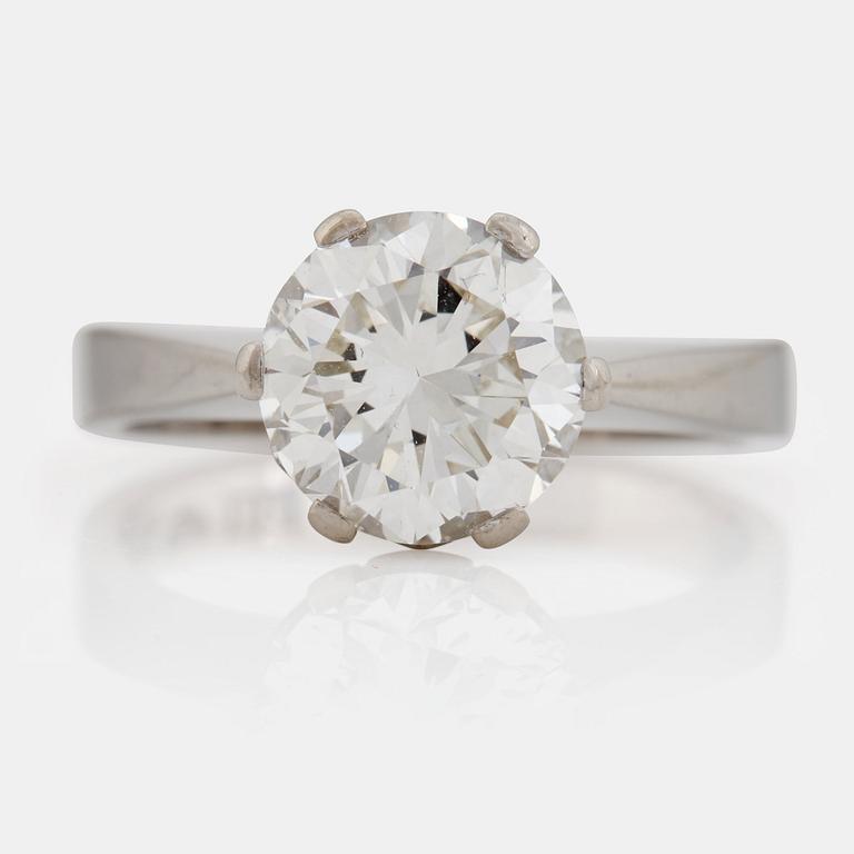 A brilliant cut diamond ring.