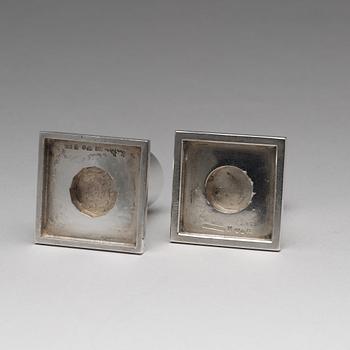 Wiwen Nilsson, a silver set with a pair of candlesticks and a cigarette case, Lund Sweden 1927-38.