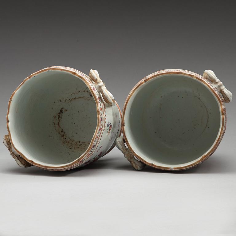 A pair of famille rose wine coolers, Qing dynasty, Qianlong (1736-95).