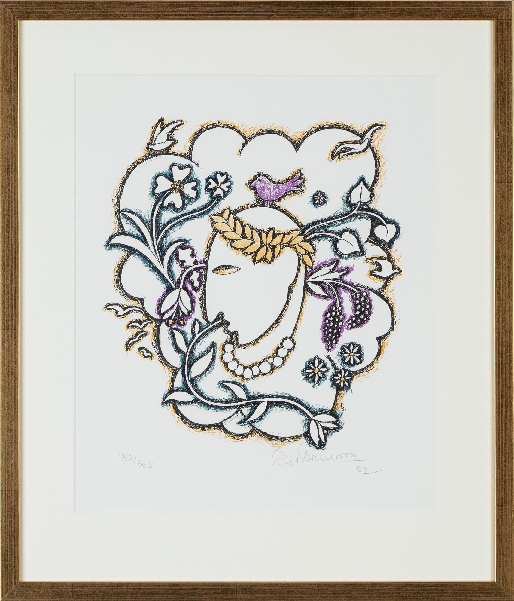 Sigvard Bernadotte, lithograph in colours, 1982, signed 132/360.