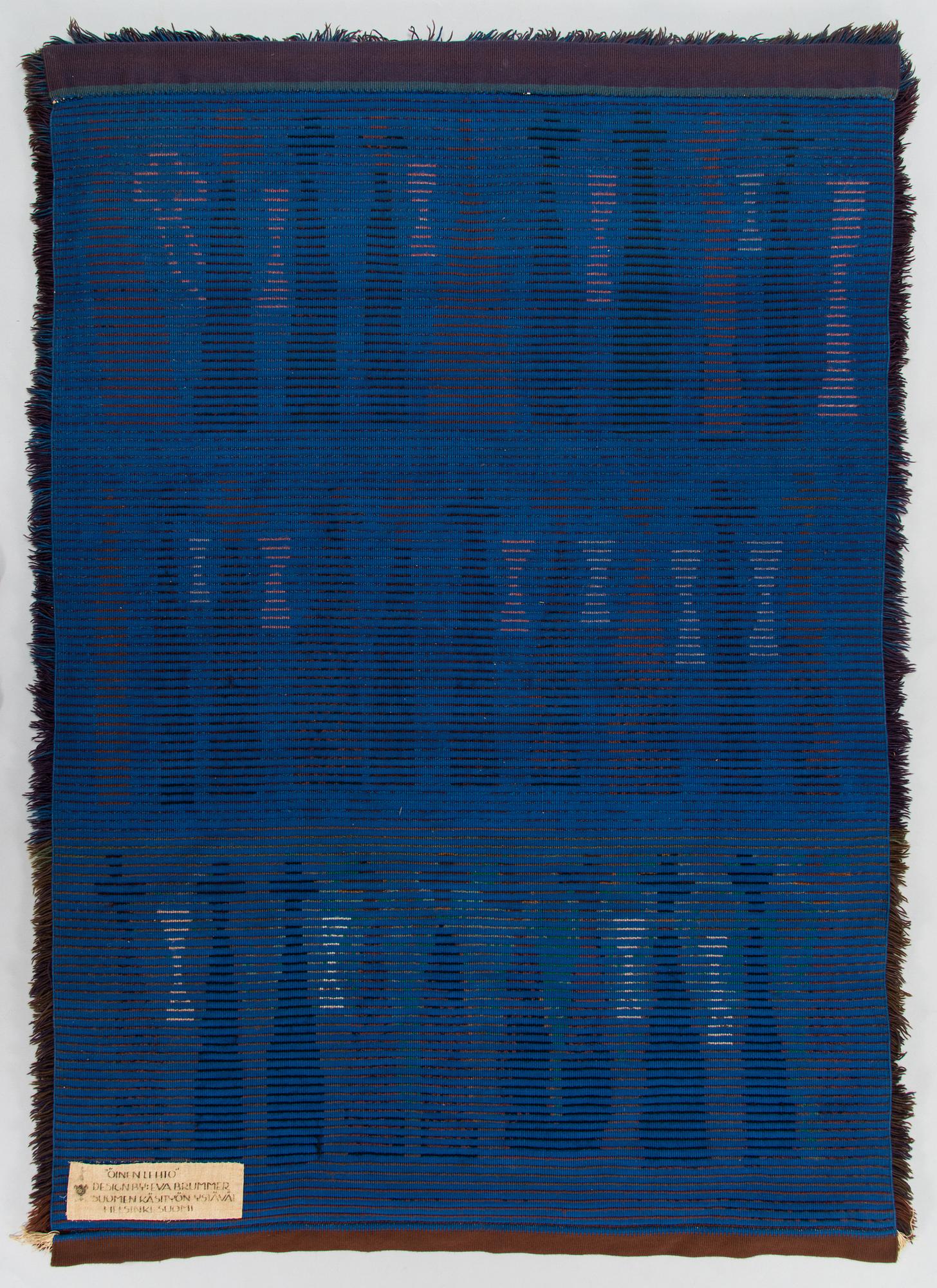 Eva Brummer, ryijy, malli Suomen Käsityön Ystävät. Noin 180 x 125 cm.