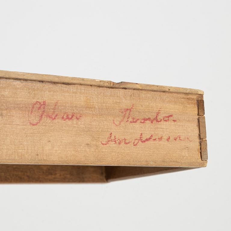 Lådspegel, gustaviansk, signerad "Fecit Olof Hallden d 1 junü 1791".