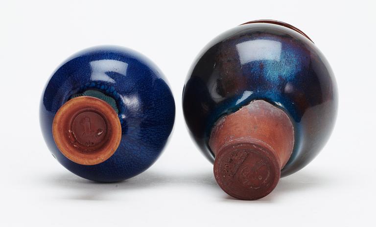 Two Wilhelm Kåge 'Farsta' stoneware vases, Gustavsberg studio ca 1951 (one without a year letter).