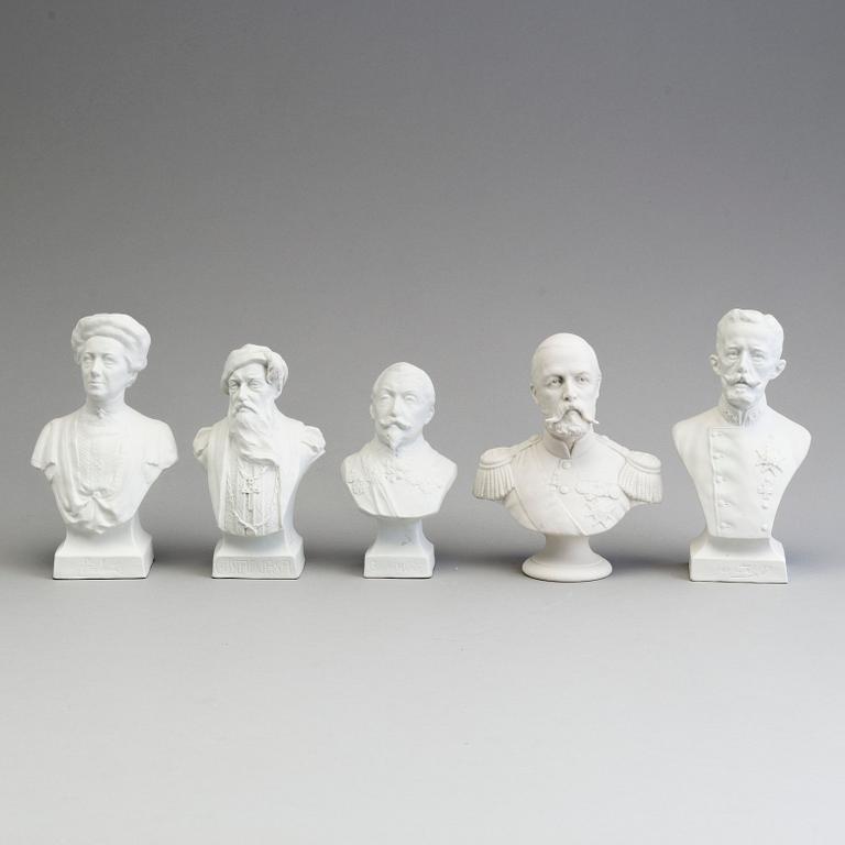 NINE PARIAN BUSTS, Gustafsberg and Rörstrand, ca 1900.