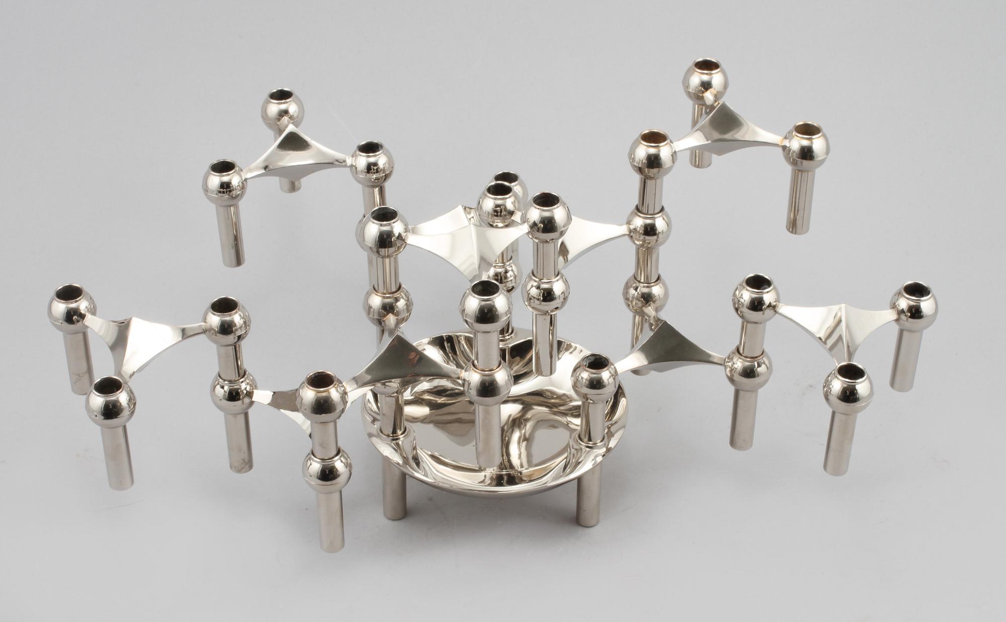 LJUSSTAKAR, 10 st, samt SKÅL, Ceasar Stoffi, Nagel, 1900-talets andra hälft.