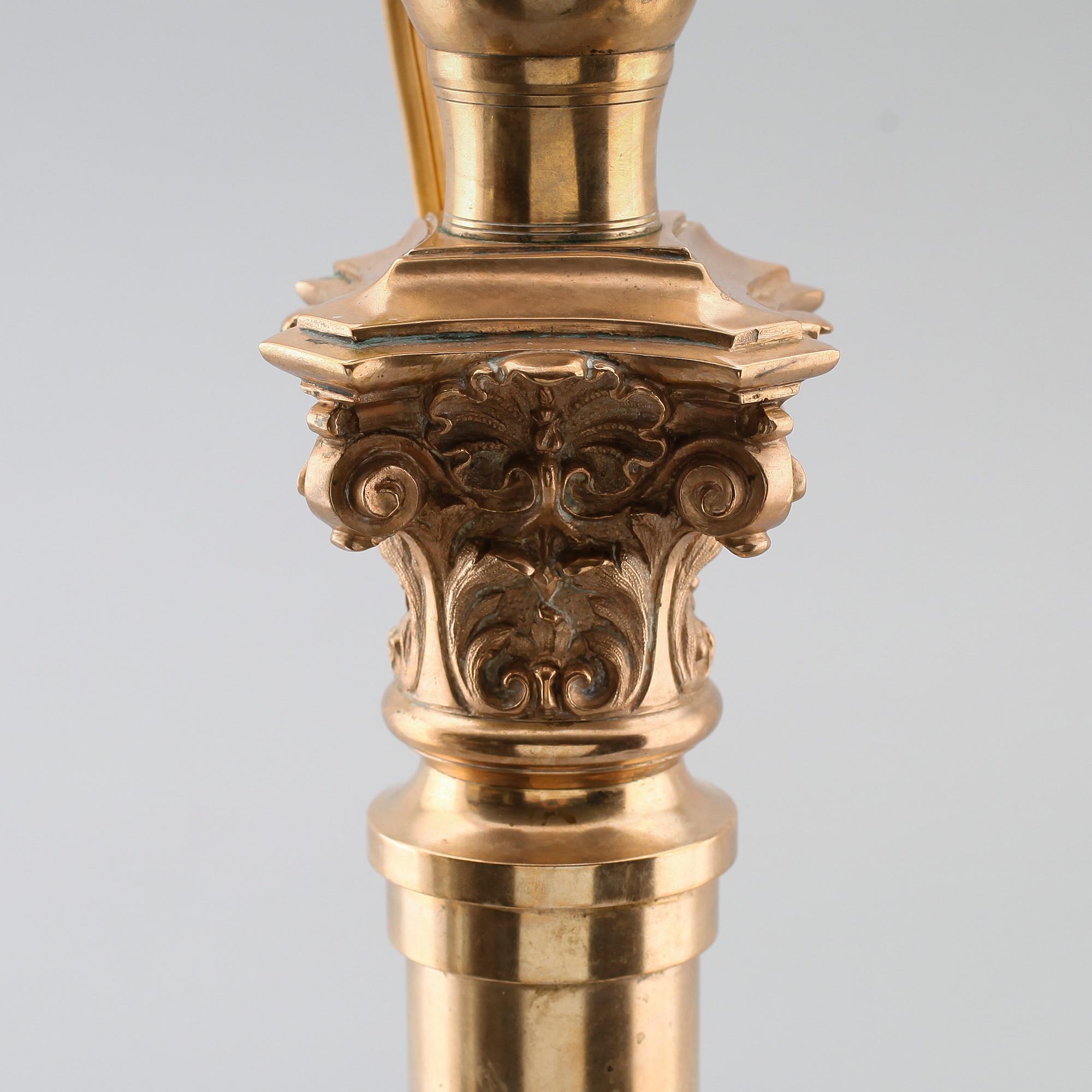 BORDSLAMPA, mässing, 1800-/1900-tal.