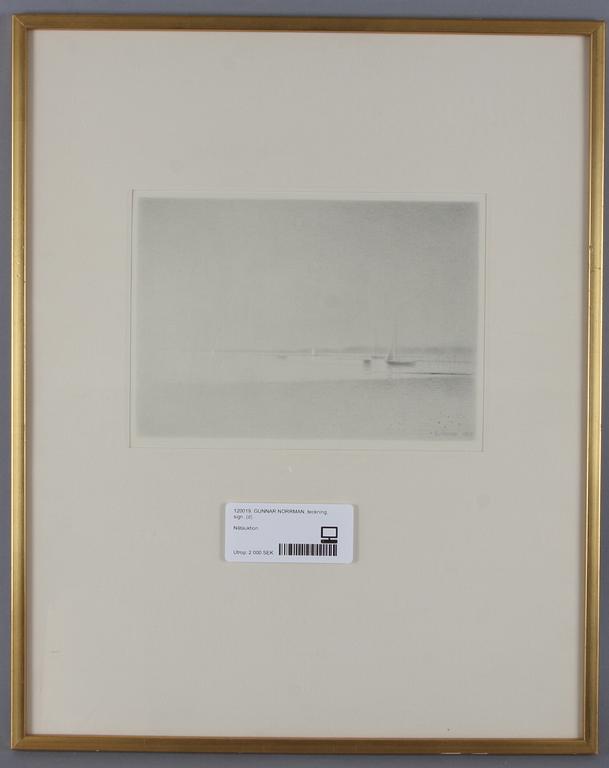 GUNNAR NORRMAN, teckning, sign.