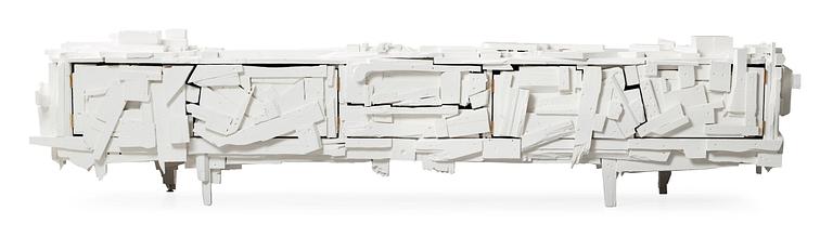 A unique Finn Ahlgren white lacquered 'trash sideboard', Stockholm, Sweden 2014.