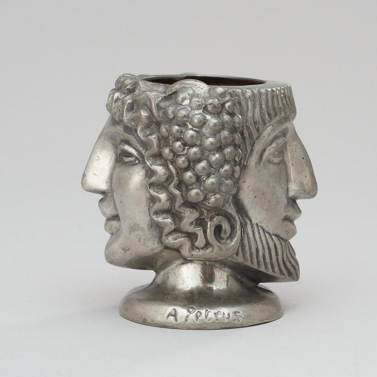 An Anna Petrus pewter 'Janus head' vase, Svenskt Tenn, Stockholm 1960.