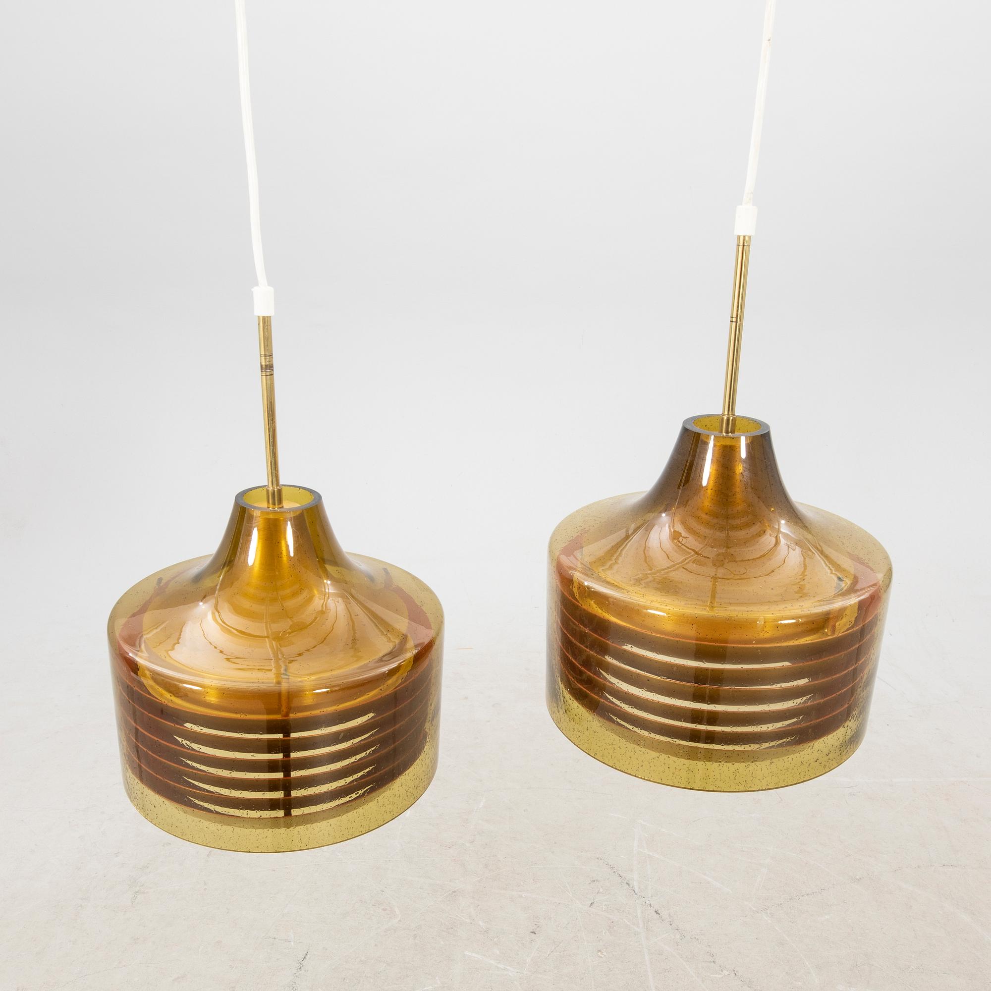 Ceiling lamps, a pair of Fagerhult from the 1960s/70s.