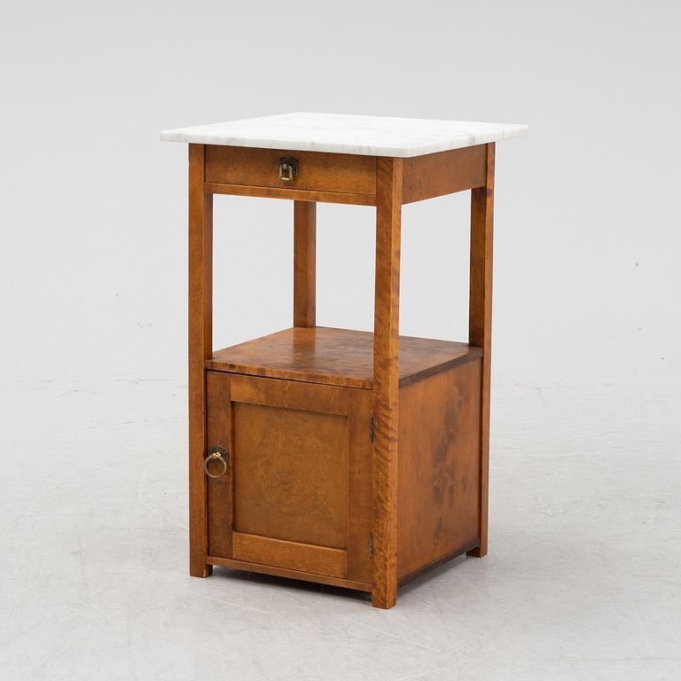 A marble top bedside table, 1940's/20's.